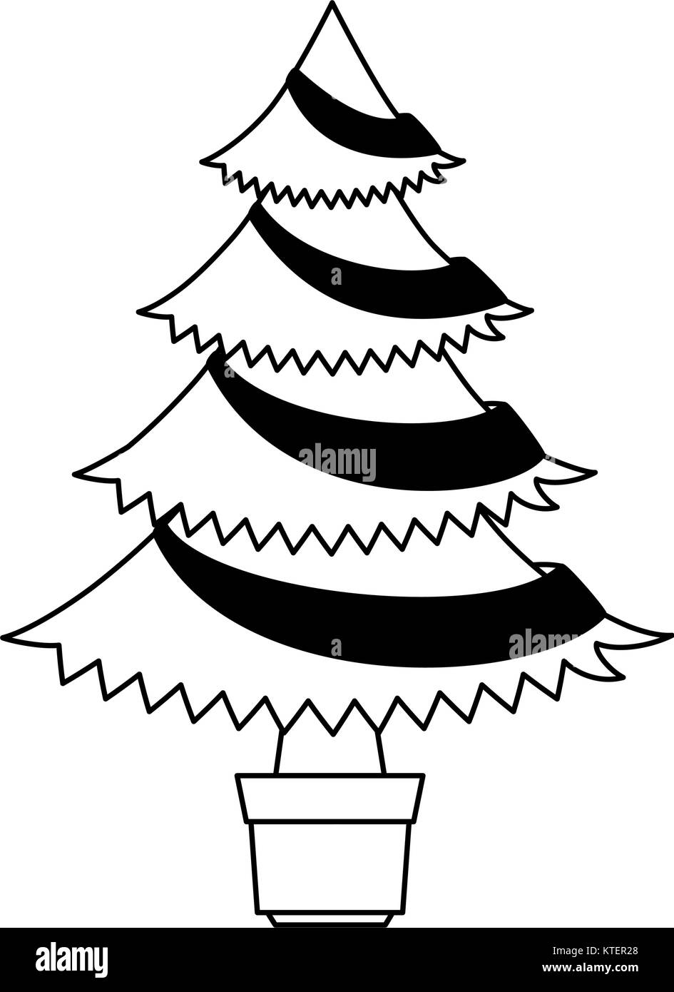 pine tree plant in pot vector illustration design Stock Vector Image ...