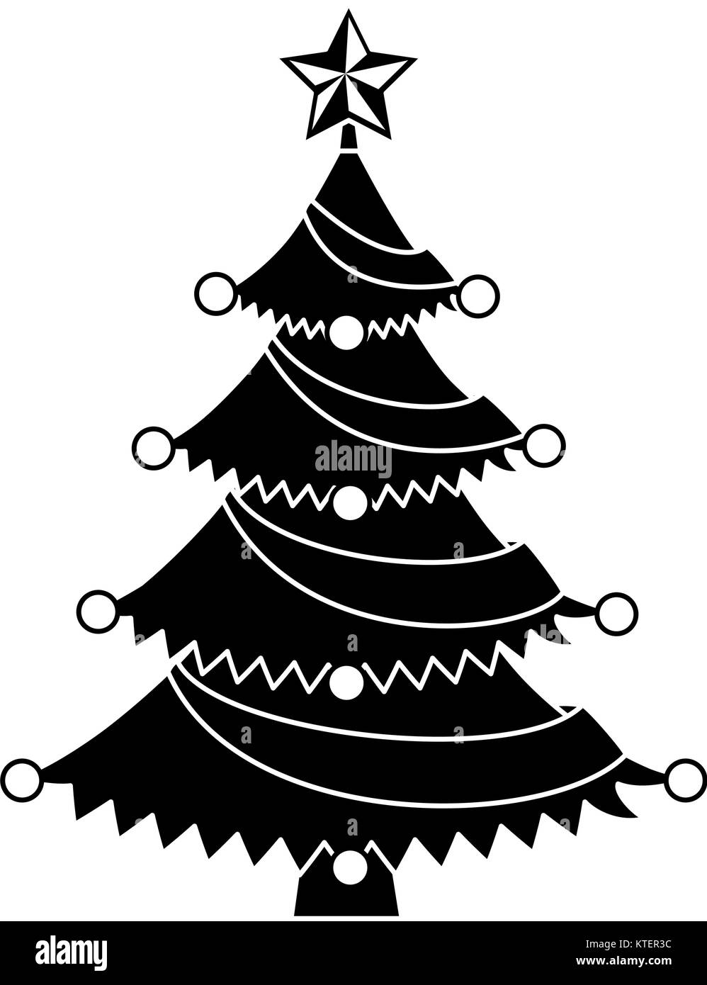 merry christmas tree with star vector illustration design Stock Vector ...