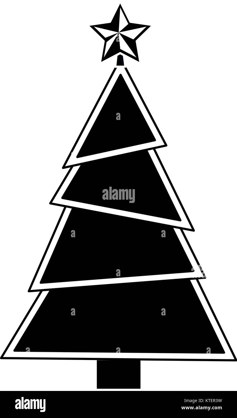 merry christmas tree with star vector illustration design Stock Vector ...