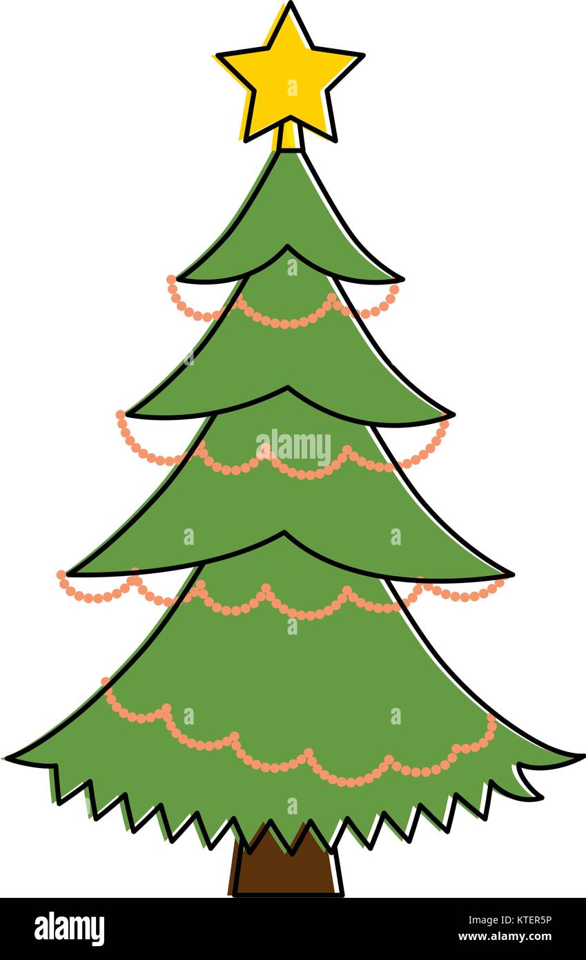merry christmas tree with star vector illustration design Stock Vector ...