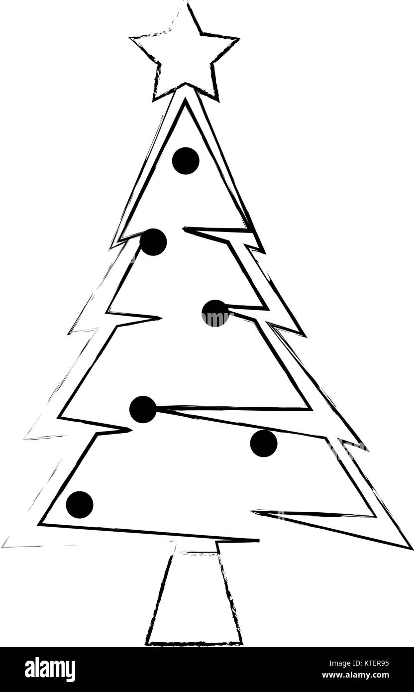 merry christmas tree with star vector illustration design Stock Vector ...