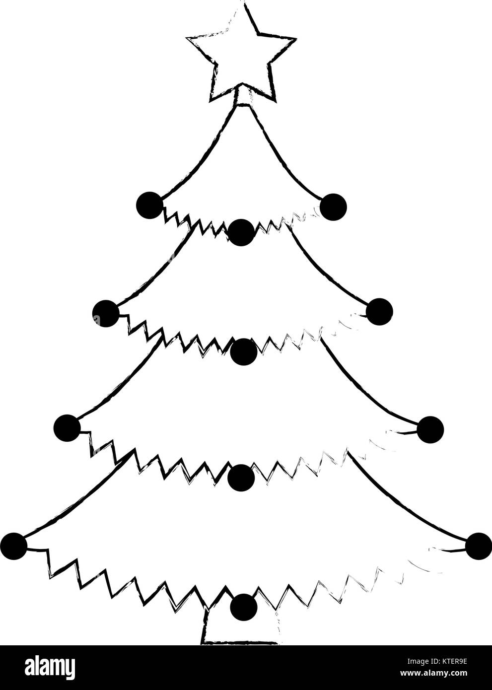 merry christmas tree with star vector illustration design Stock Vector ...