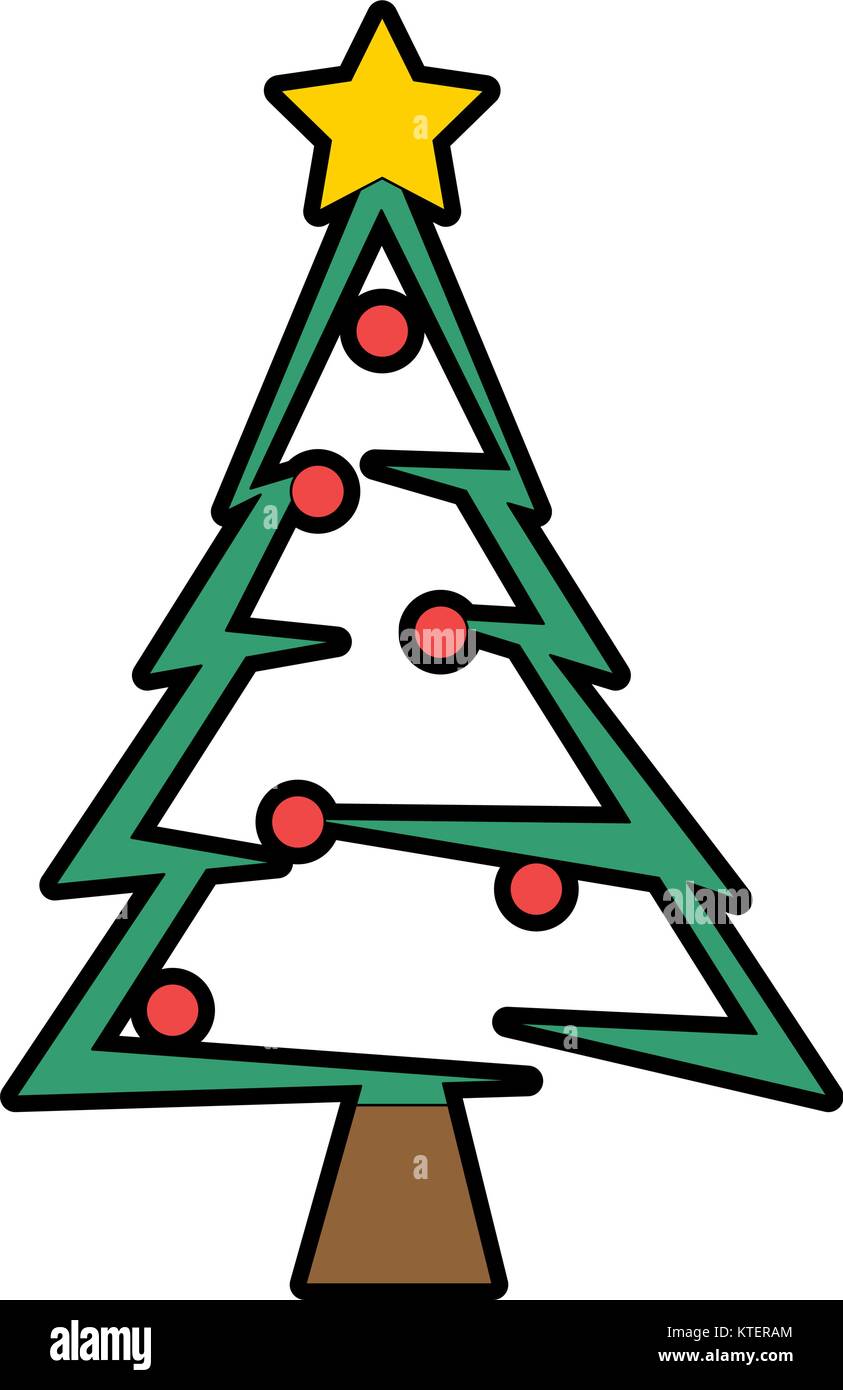 merry christmas tree with star vector illustration design Stock Vector ...