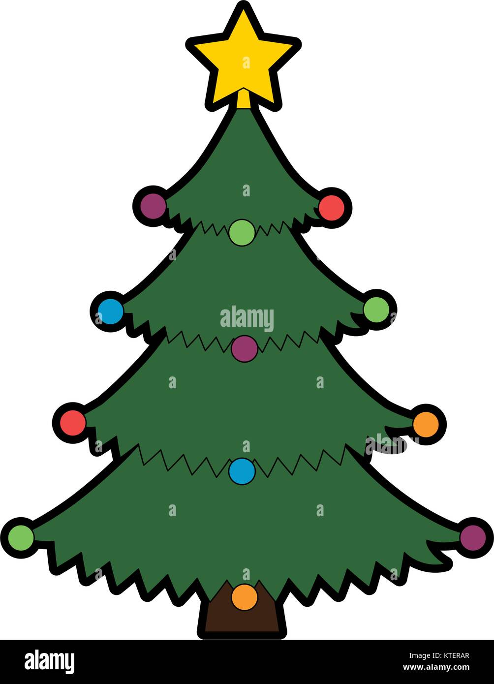 merry christmas tree with star vector illustration design Stock Vector ...