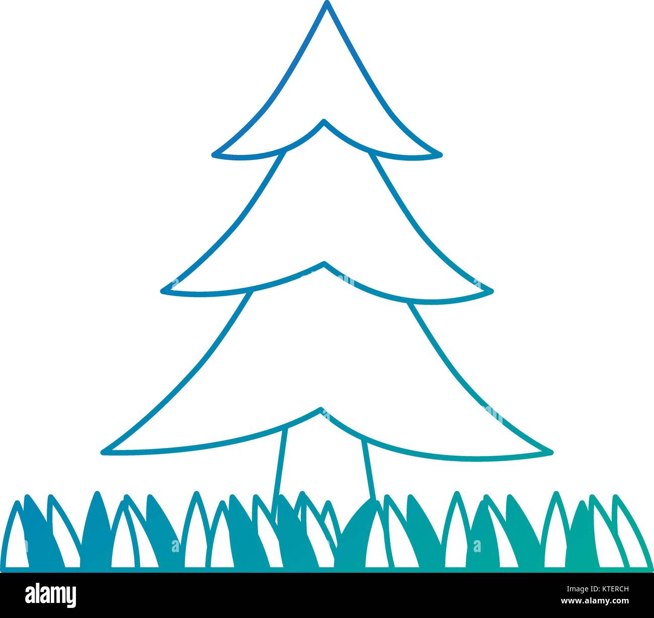 pine tree plant with grass vector illustration design Stock Vector ...