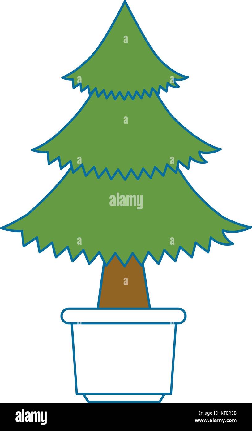 pine tree plant in pot vector illustration design Stock Vector Image ...