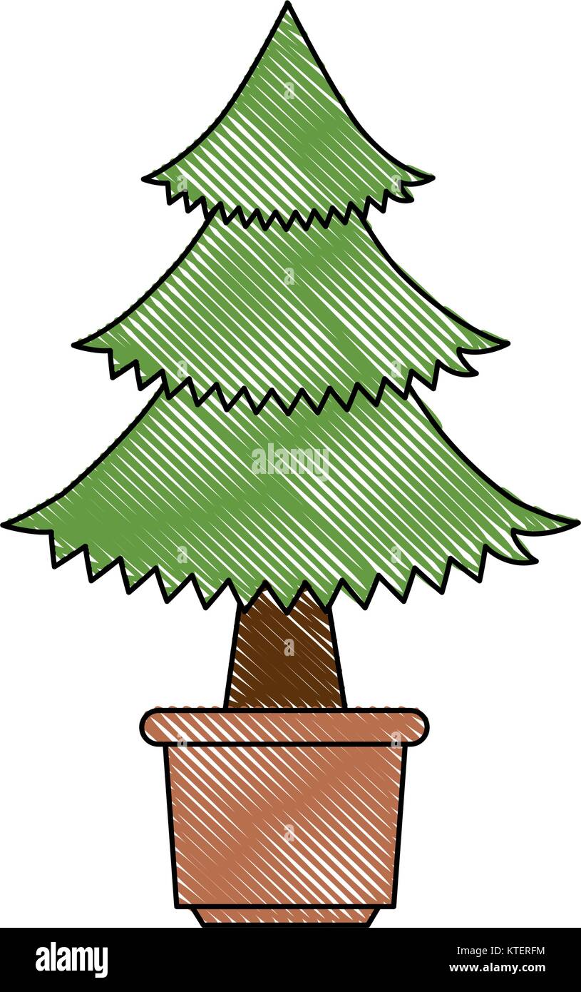 pine tree plant in pot vector illustration design Stock Vector Image ...