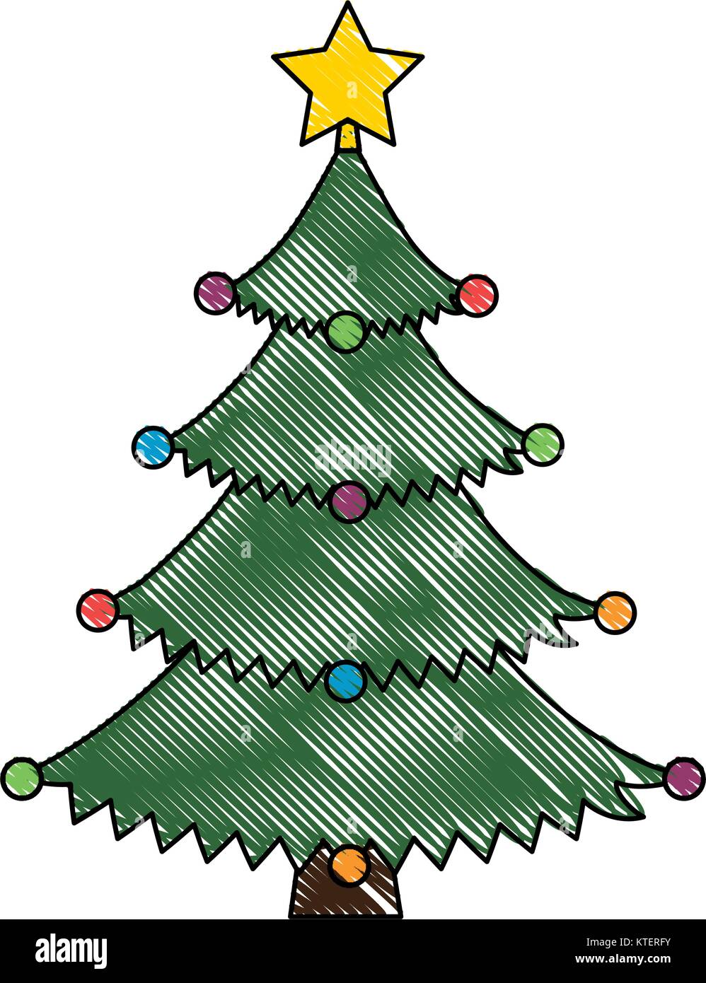 merry christmas tree with star vector illustration design Stock Vector ...