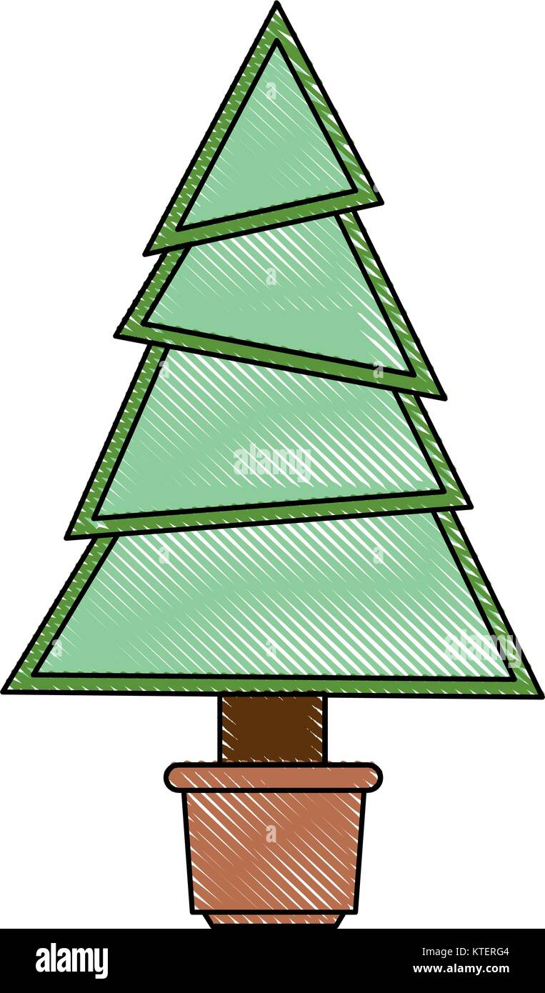 pine tree plant in pot vector illustration design Stock Vector Image ...