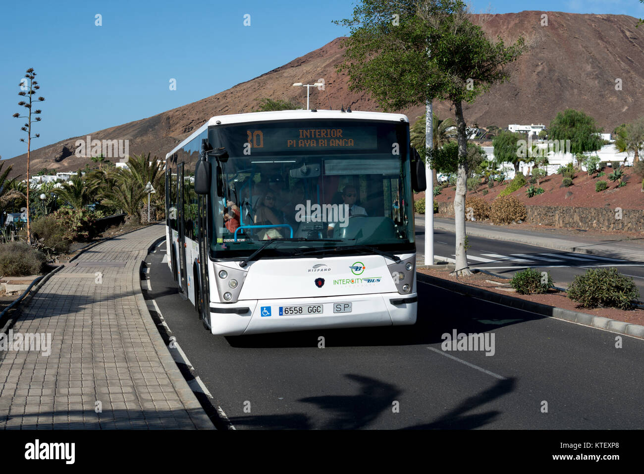 Local bus near Playa Blanca, Lanzarote, Spain Stock Photo - Alamy