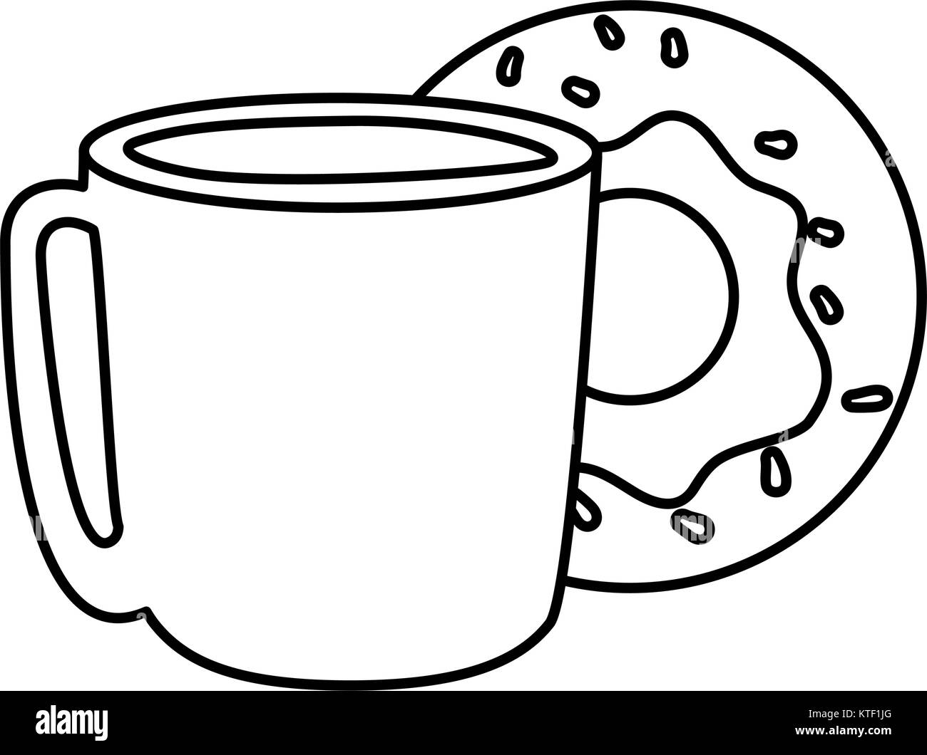 delicious sweet donut with coffee cup vector illustration design Stock Vector