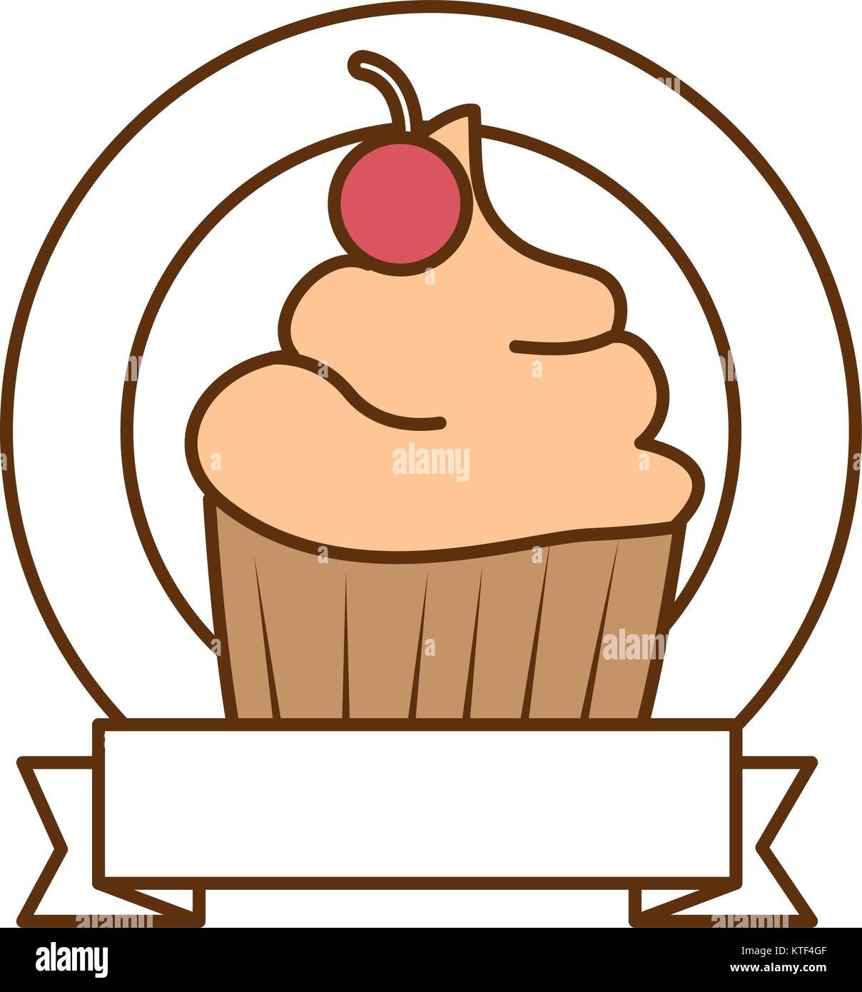 Sweet Emblems sweet cupcake emblem with ribbon vector illustration design Stock ...