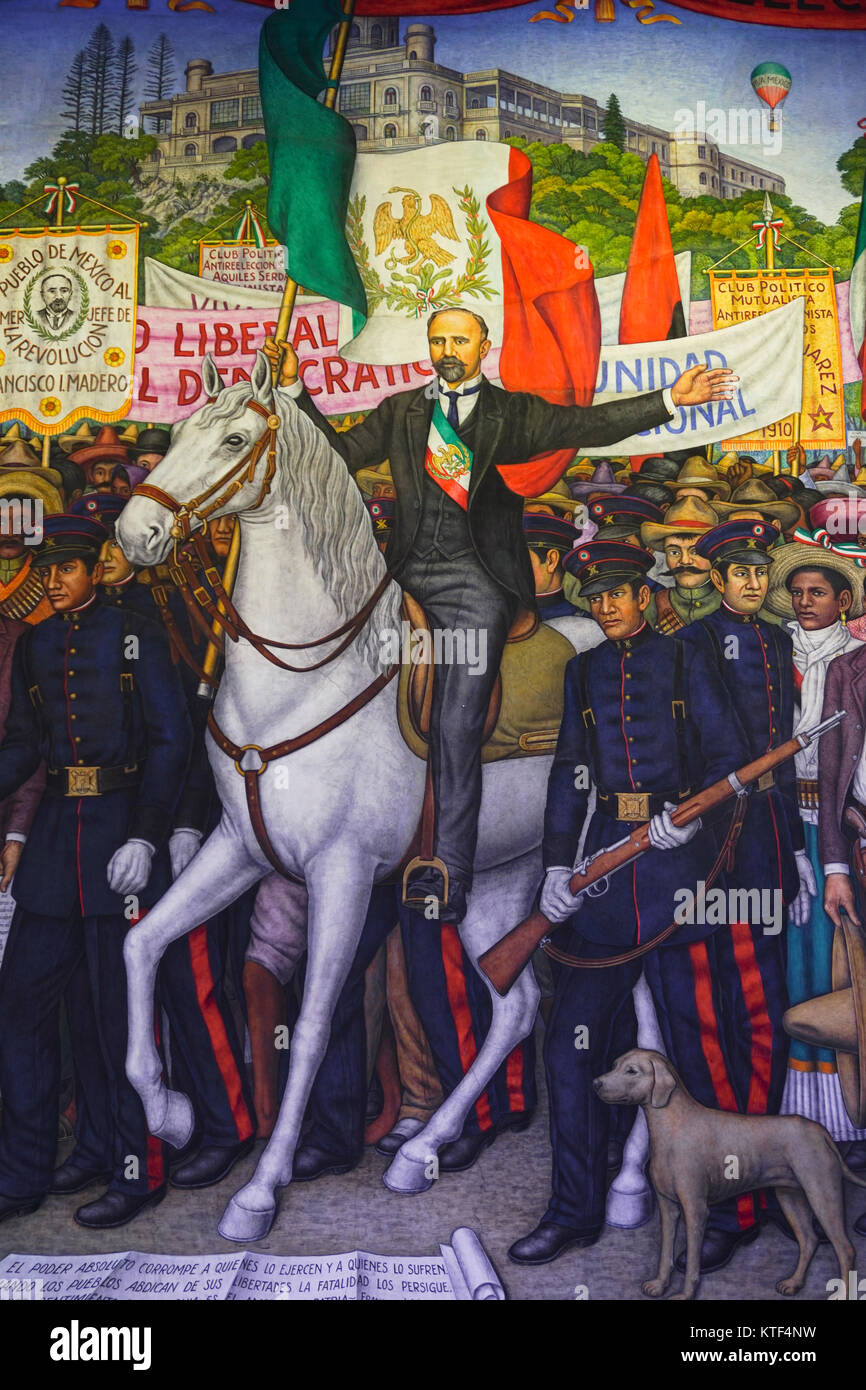 Sufragio Efectivo No Reeleccion Showing Francisco I Madero Leaving The Castillo De Chapultepec Painting By Juan O Gorman In The National Museum Stock Photo Alamy
