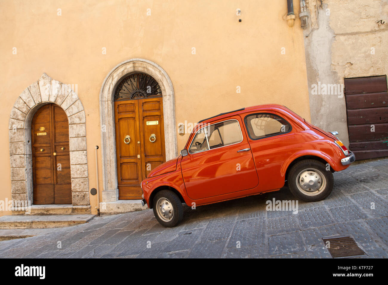 car at the town of Montepulciano in Italy Stock Photo Alamy