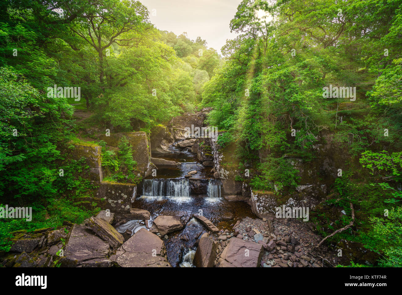 Bracklinn Falls, scenic nature landscape near Callander, small town in the council area of Stirling, Scotland. Stock Photo
