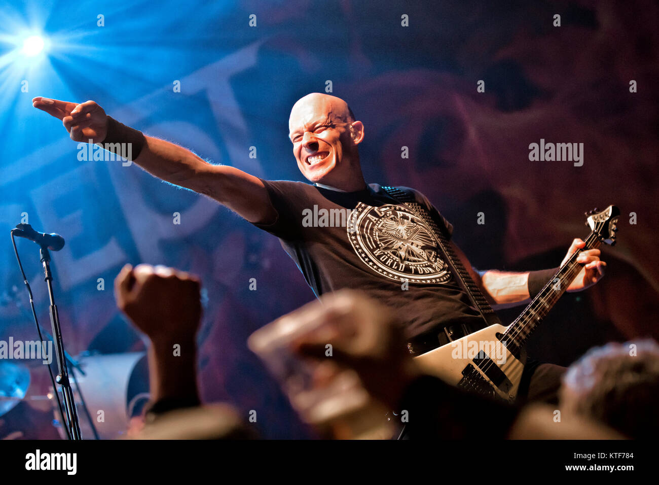 The German heavy metal band Accept performs a live concert at