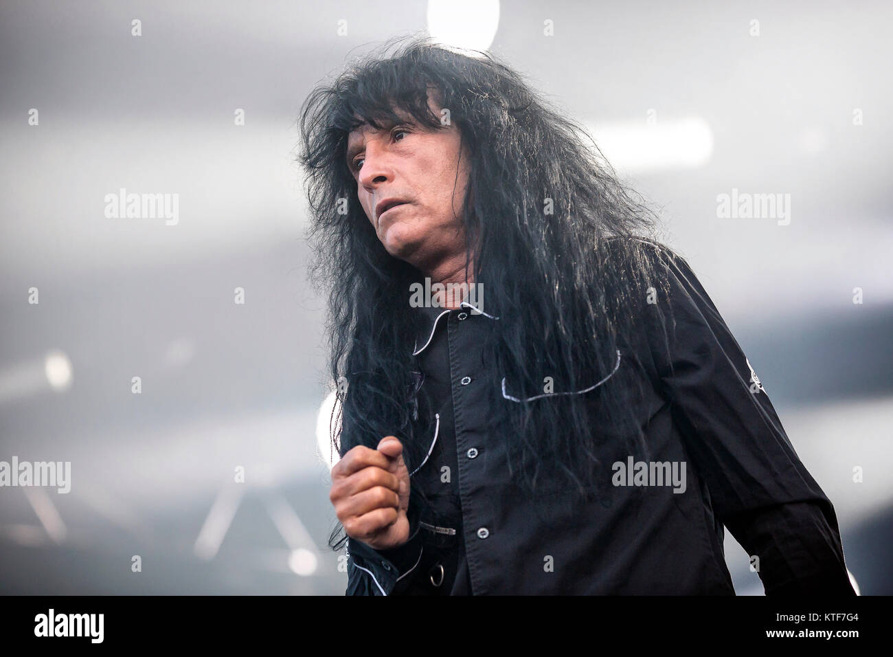 The American thrash metal band Anthrax performs a live concert at the Swedish music festival Sweden Rock Festival 2016. Here vocalist Joey Belladonna is seen live on stage. Sweden, 11/06 2016. Stock Photo