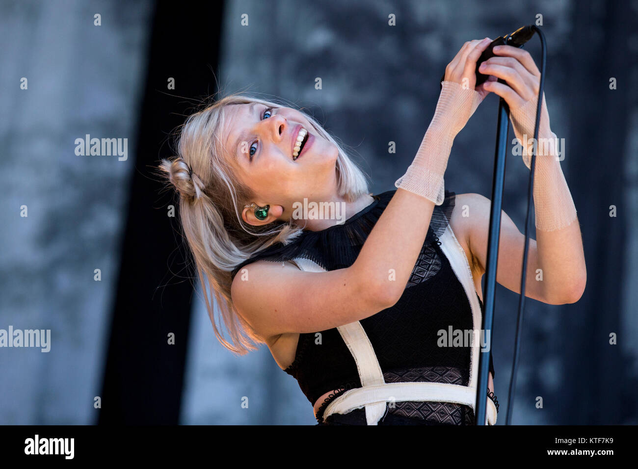 The talented Norwegian singer, musician and songwriter AURORA performs a live concert at the Norwegian music festival Øyafestivalen 2016 in Oslo. Norway, 10/08 2016. Stock Photo