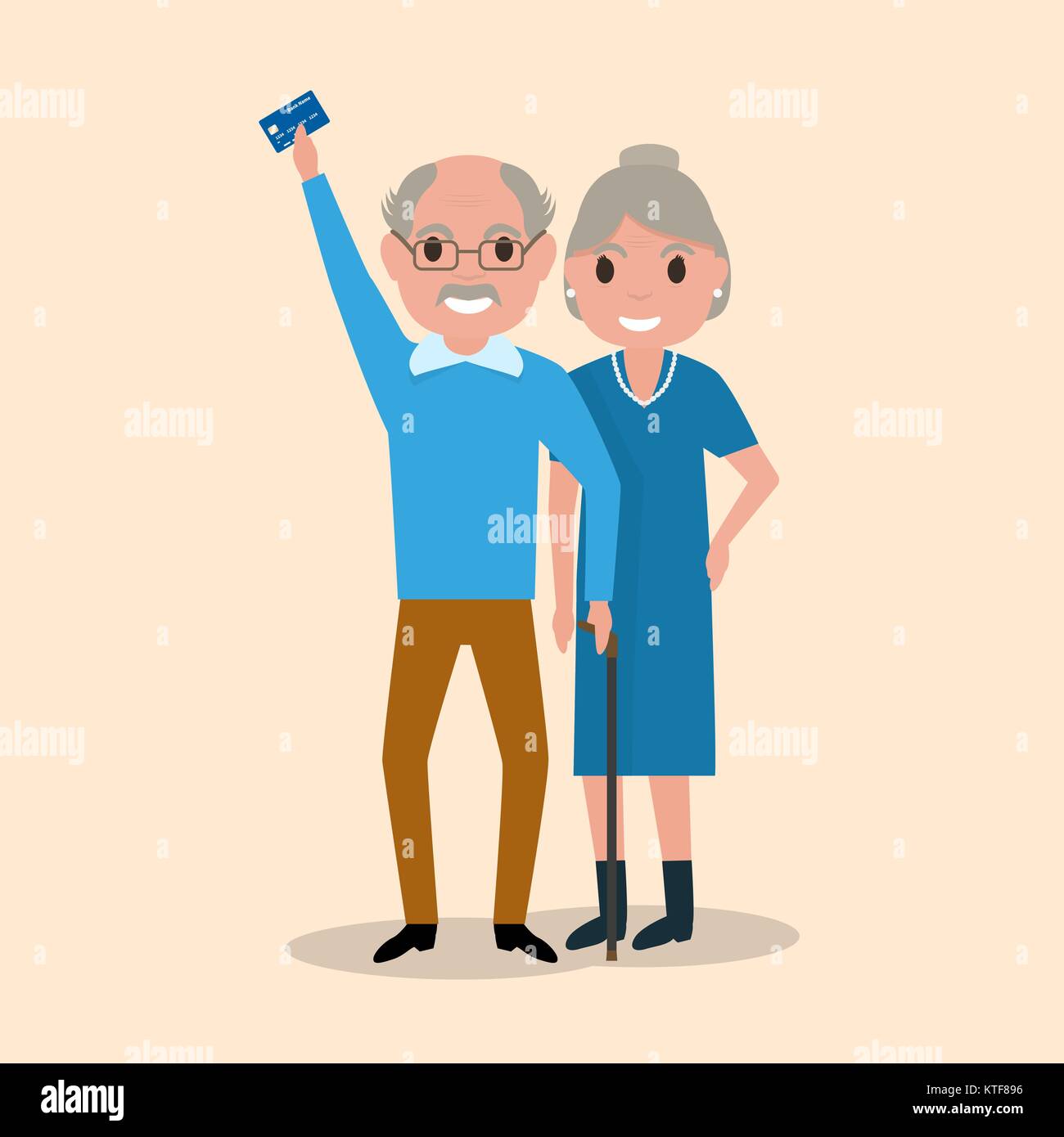 Vector old man holding an electronic card payments Stock Vector