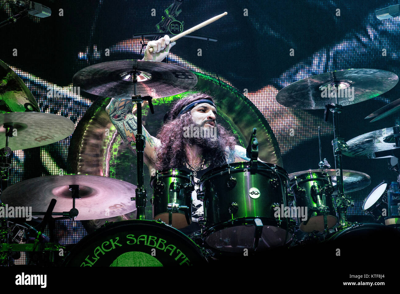 The English rock band Black Sabbath performs a live concert at Telenor  Arena in Oslo. Here musician Tommy Clufetos on drums is seen live on stage.  Norway, 24/11 2013 Stock Photo - Alamy
