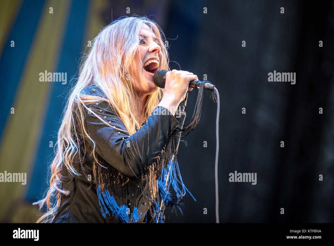 The Swedish rock band Blues Pills performs a live concert at the Norwegian music festival Tons of Rock 2016. Here singer Elin Larsson is seen live on stage. Norway, 23/06 2016. Stock Photo