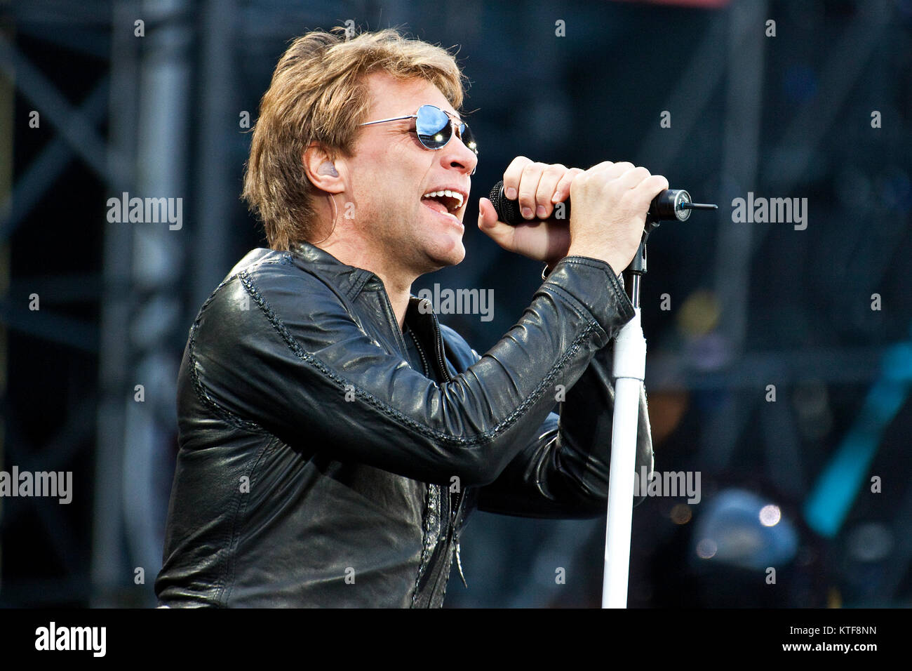The American rock band Bon Jovi performs a live concert at Ullevaal Stadion in Oslo. Here lead singer and musician Jon Bon Jovi is seen live on stage. Norway, 15/06 2011. Stock Photo
