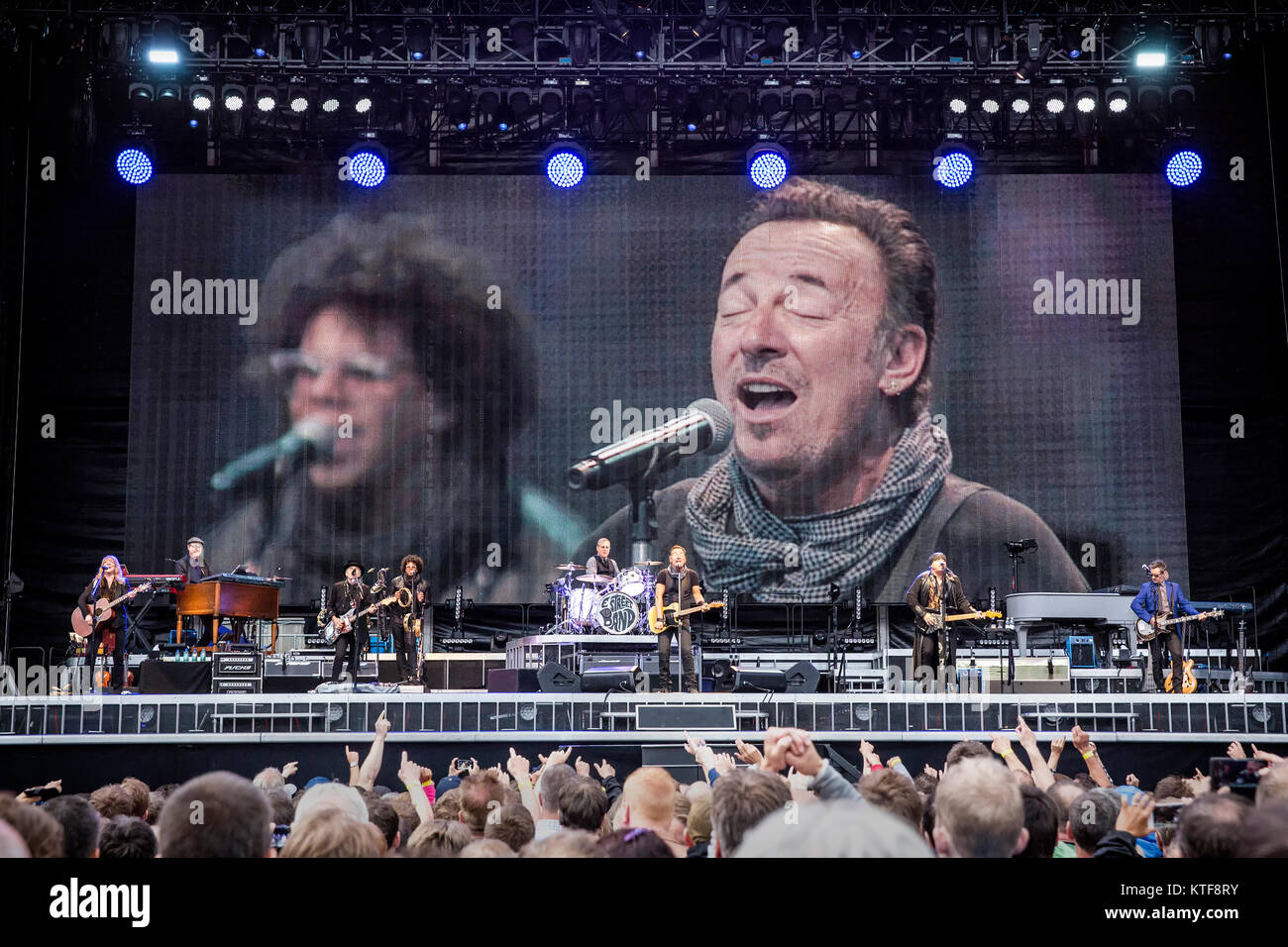 The American singer, songwriter and musician Bruce Springsteen performs a live concert with his band The E Street Band at Ullevaal Stadion in Oslo. Bruce Springsteen is also known as The Boss and the concert was part of The River Tour. Norway, 29/06 2016. Stock Photo