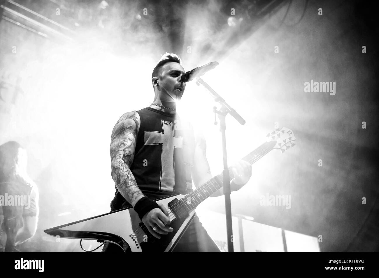 Bullet for My Valentine, the Welsh heavy metal band, performs a live  concert at Rockefeller. Here vocalist and guitarist Matthew Tuck is seen  live on stage. Norway, 03/04 2014 Stock Photo - Alamy