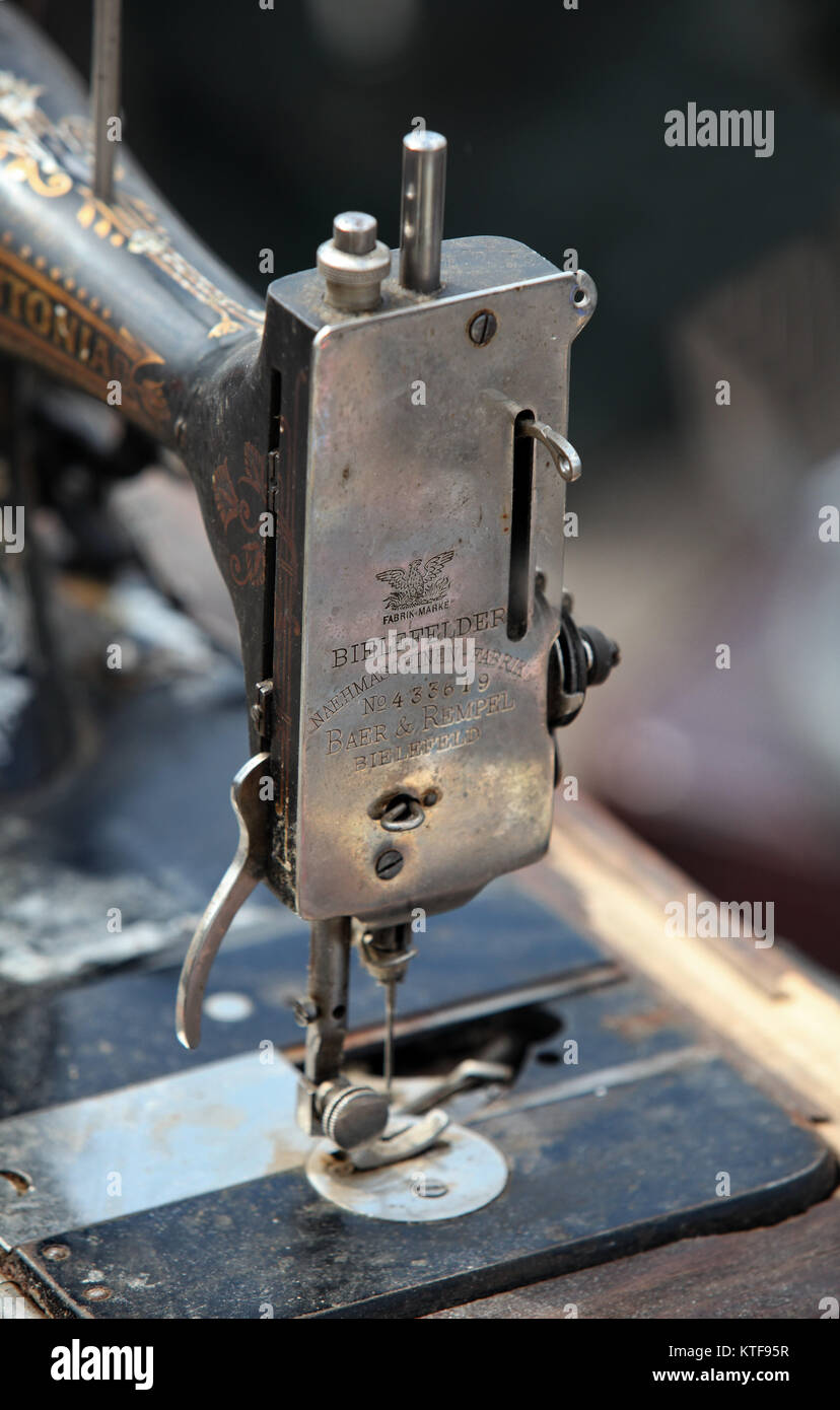 Old hand sewing machine details and closeup Stock Photo Alamy