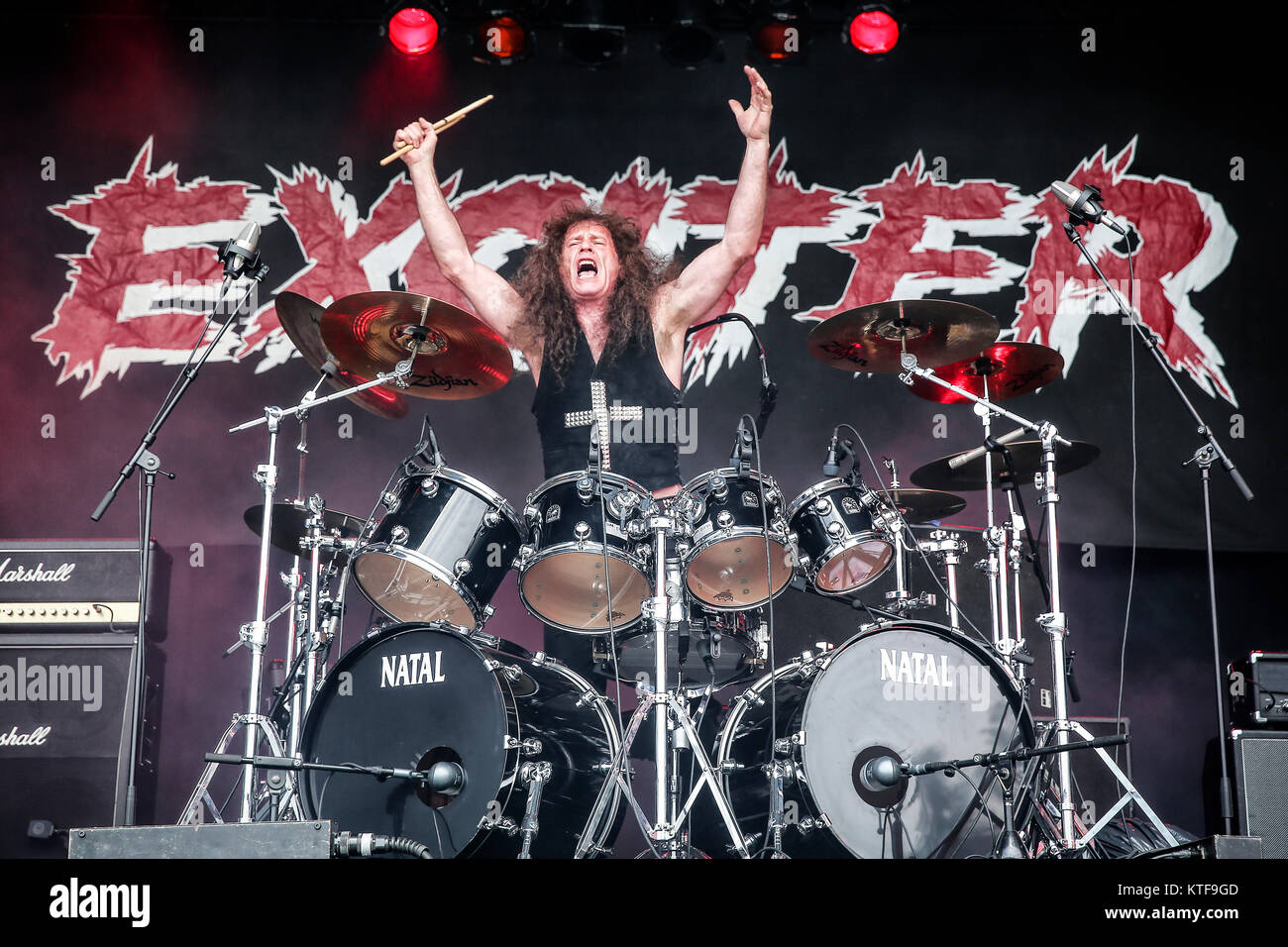 The Canadian speed metal band Exciter performs a live concert at the  Swedish music festival Sweden