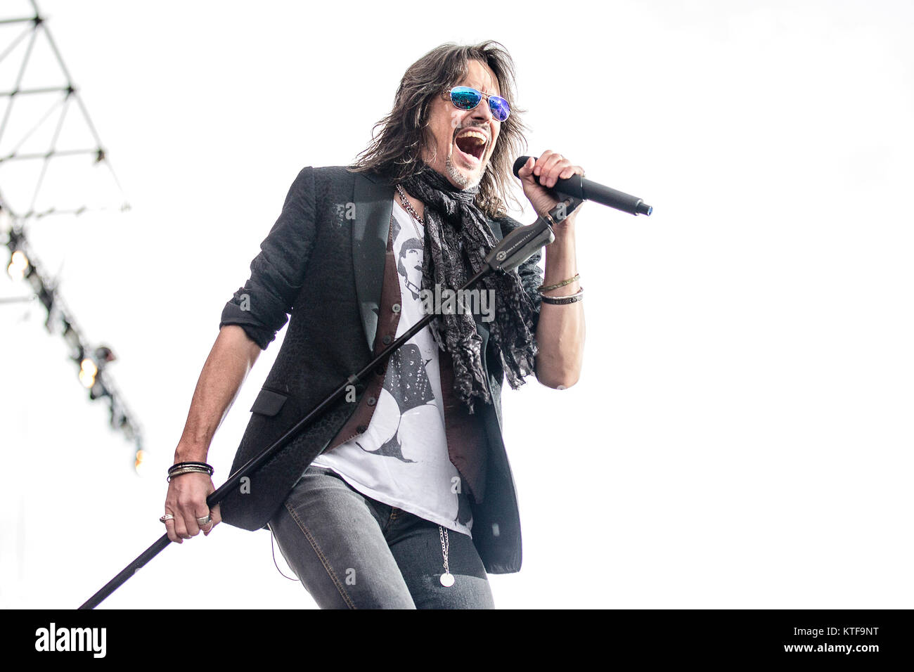 The British-American hard rock band Foreigner performs a live concert at the Sweden Rock Festival 2016. Here vocalist Kelly Hansen is seen live on stage. Sweden, 10/06 2016. Stock Photo
