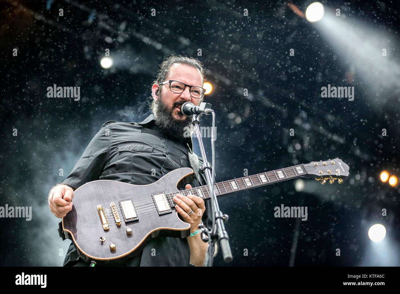 The Norwegian multi-instrumentalist, composer and songwriter Vegard Sverre Tveitan is better known by his moniker Ihsahn and here performs a live concert at the Norwegian music festival Tons of Rock 2015. Norway, 18/06 2015. Stock Photo