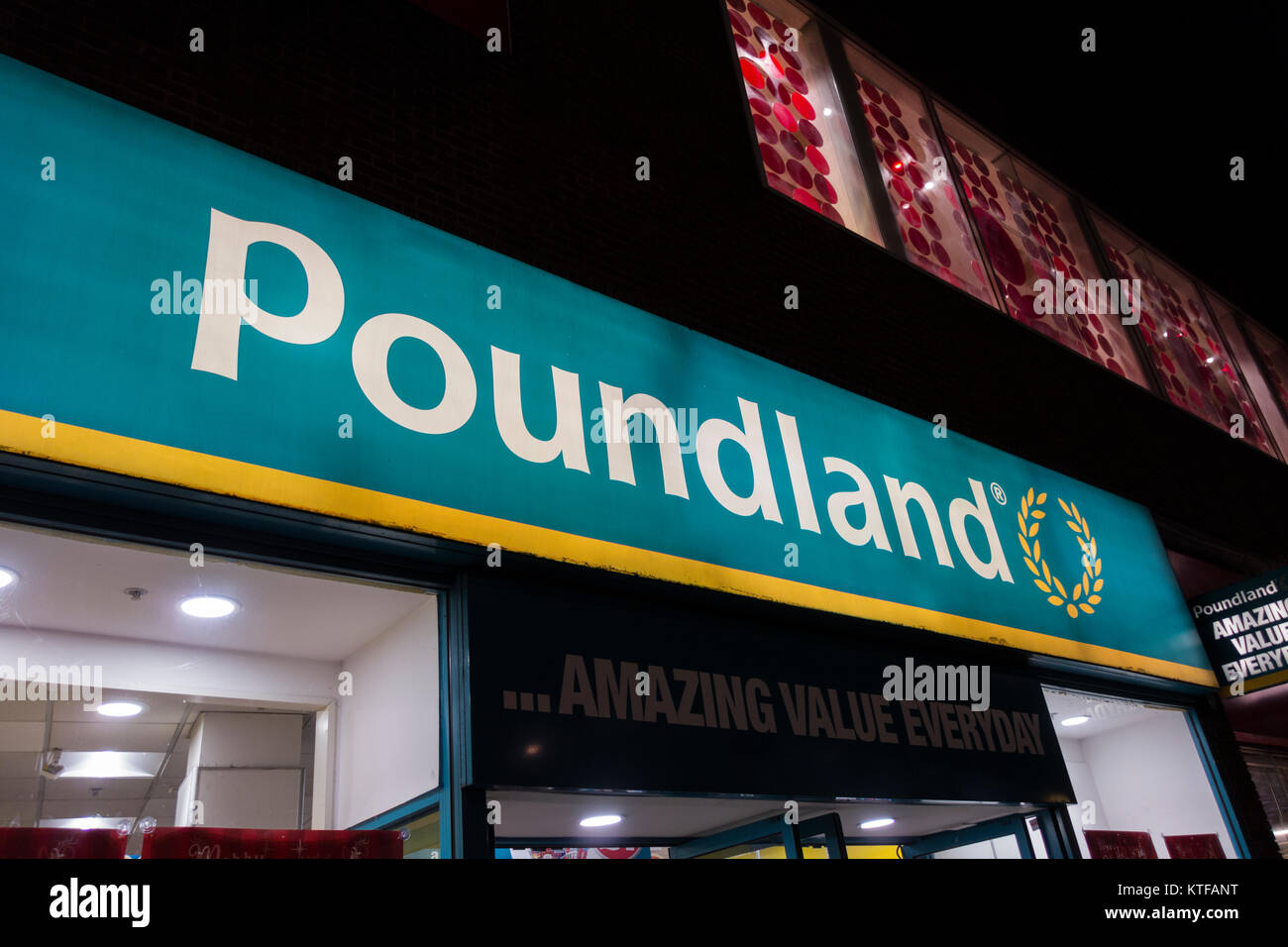 Poundland signage and store entrance on King Street, Hammersmith, London, W6, UK Stock Photo