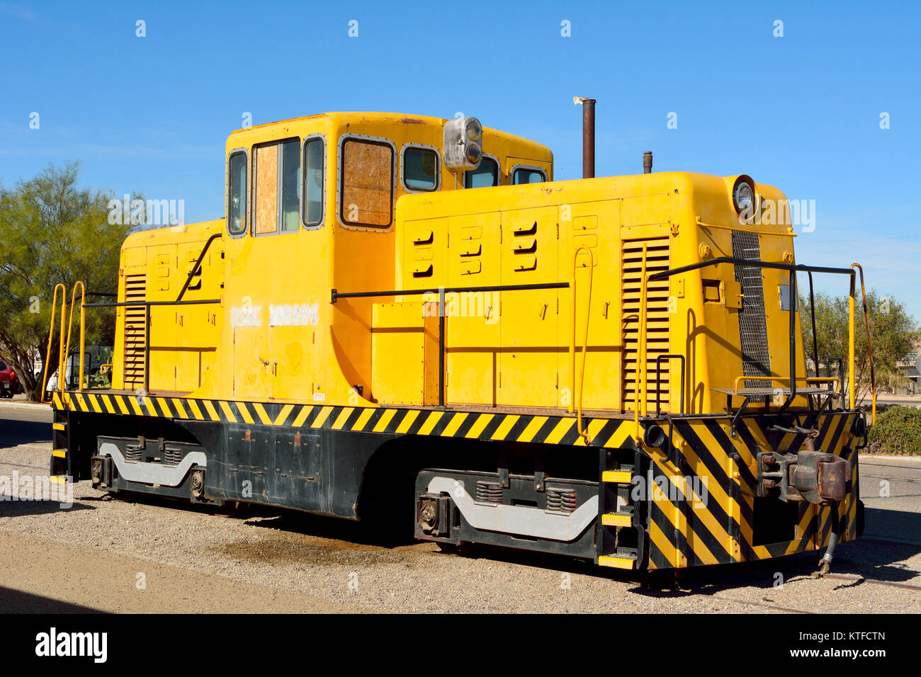 Barstow, California, United States of America - November 26, 2017. Historic locomotive along railroad tracks in Barstow, CA. Stock Photo