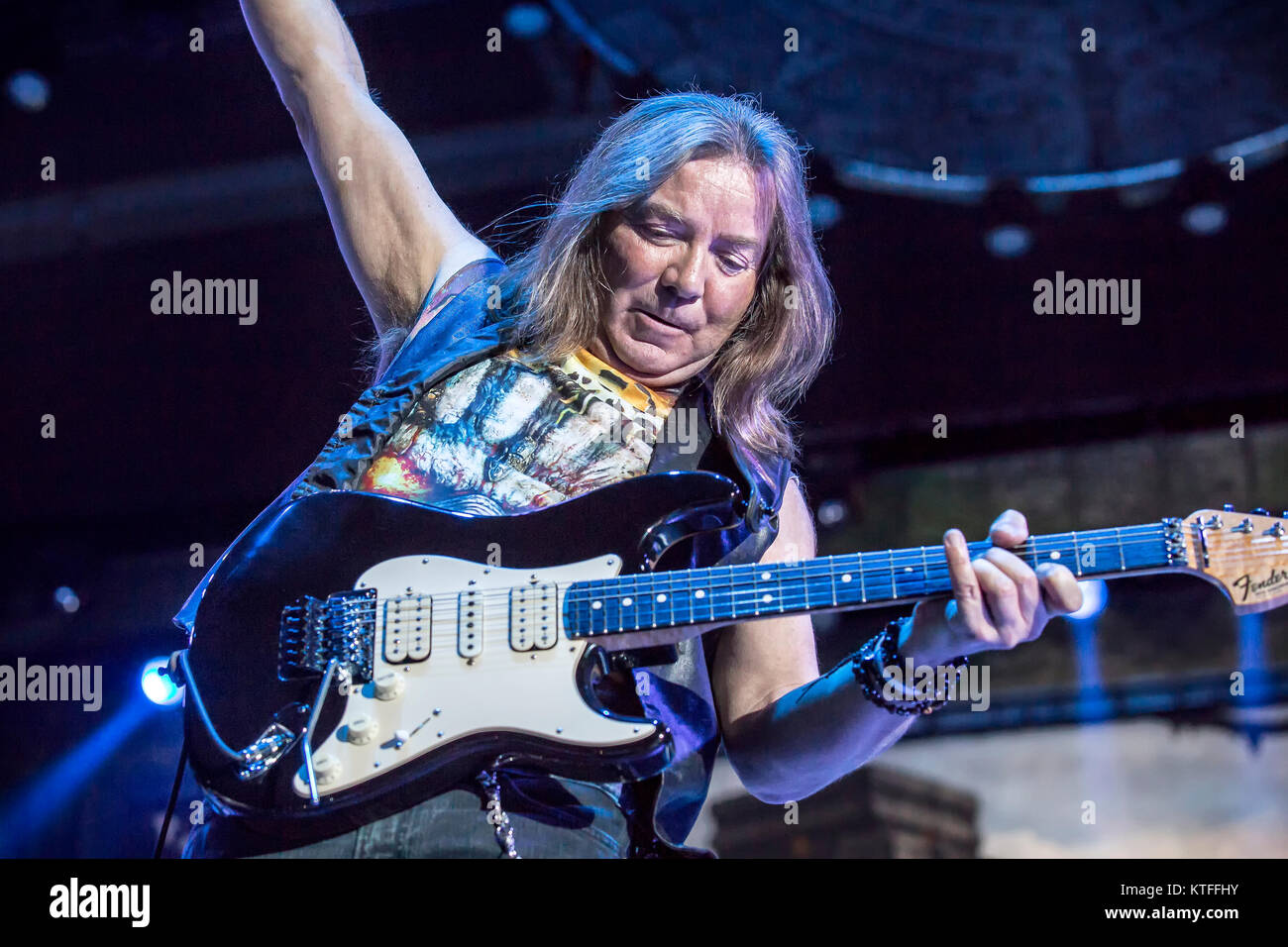 Iron Maiden, the English heavy metal band, performs a live concert at Telenor Arena in Oslo