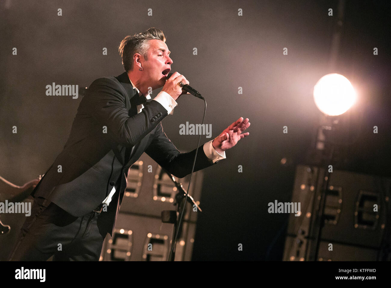 The Norwegian rock band Kaizers Orchestra performs a live concert at Den Norske Opera in Oslo. Here vocalist, songwriter and musician Janove Ottesen is seen live on stage. Norway, 27/01 2013. Stock Photo