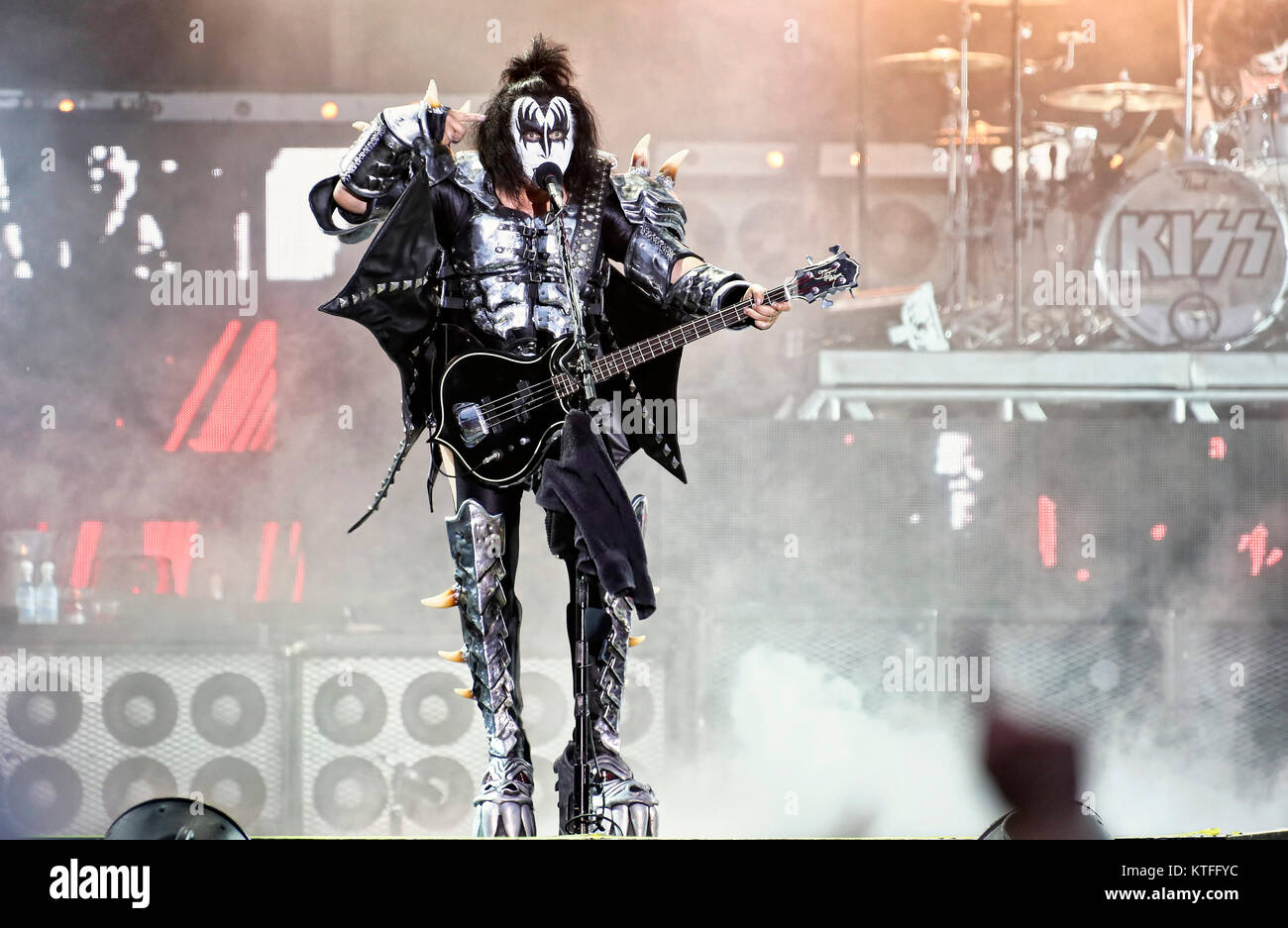 The American rock band Kiss performs a live concert at Kollenfest 2012 in Oslo. Here vocalist and bass player Gene Simmons seen live on stage. Norway, 30/06 2012. Stock Photo