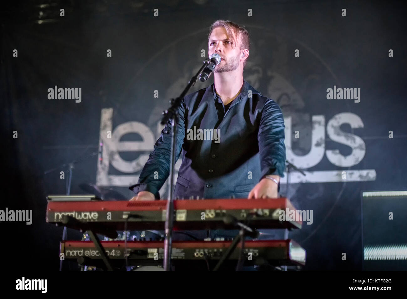 The Norwegian progressive metal band Leprous performs a live concert at the Norwegian music festival Tons of Rock 2016. Here vocalist and musician Einar Solberg is seen live on stage. Norway, 23/06 2016. Stock Photo