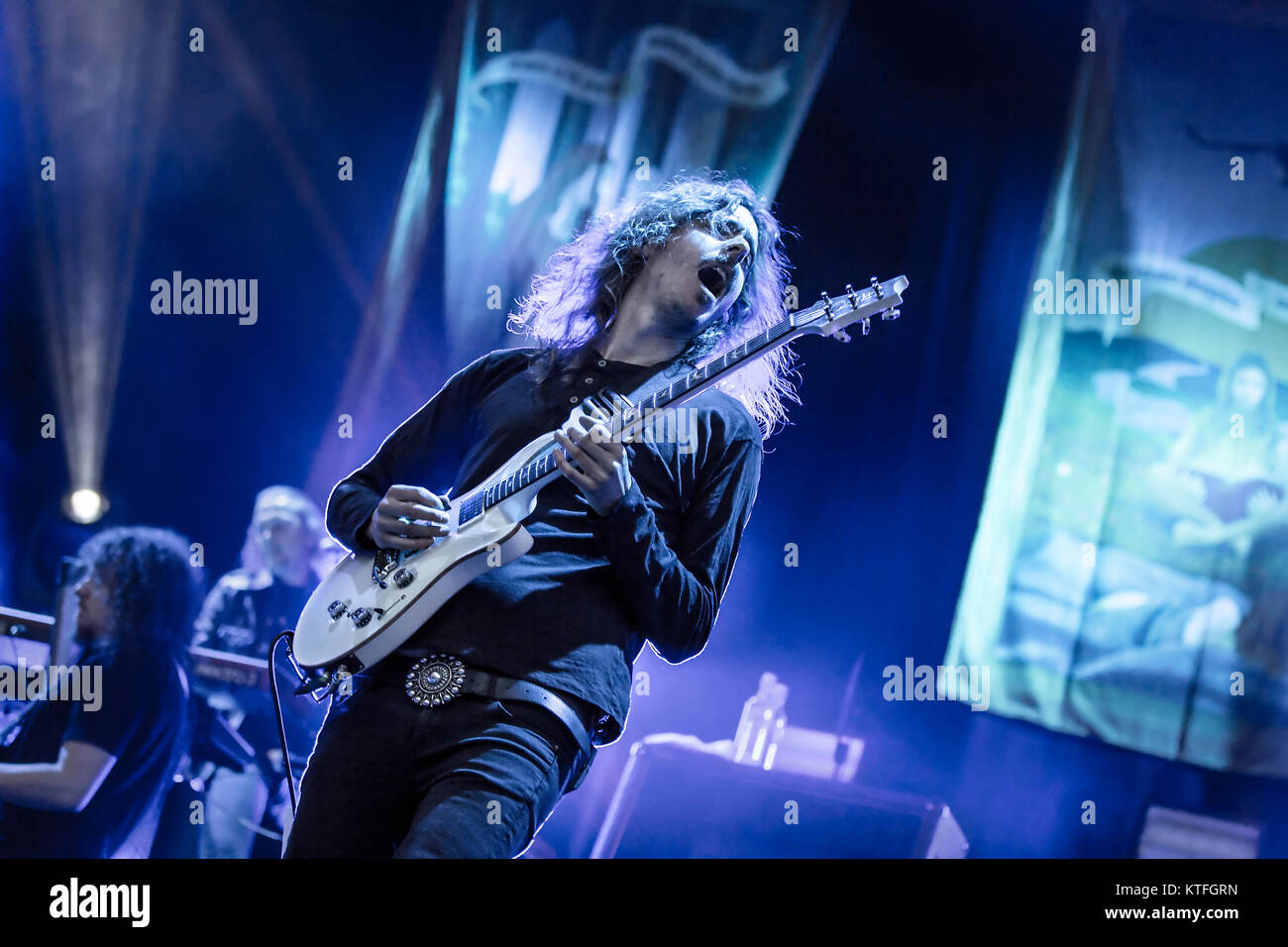 The progressive Swedish death metal band Opeth performs a live concert at the Norwegian music festival Tons of Rock 2015. Here vocalist and guitarist Mikael Åkerfeldt is seen live on stage. Norway, 18/06 2015. Stock Photo