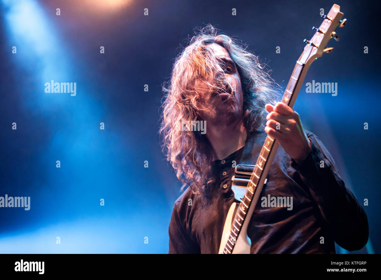 The progressive Swedish death metal band Opeth performs a live concert at the Norwegian music festival Tons of Rock 2015. Here vocalist and guitarist Mikael Åkerfeldt is seen live on stage. Norway, 18/06 2015. Stock Photo