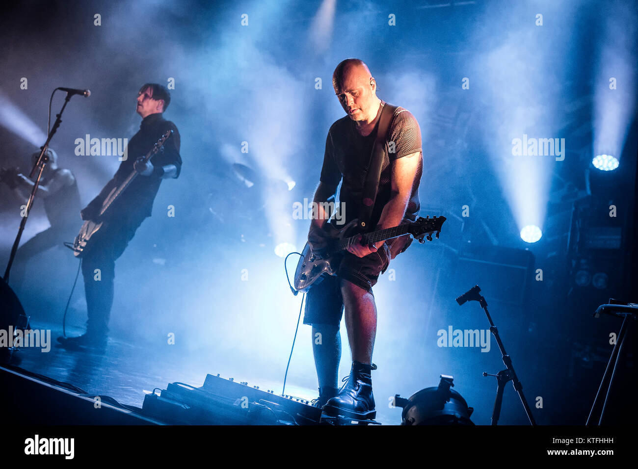 The alternative Norwegian rock band Seigmen (previously known as Klisne Seigmenn) performs a live concert at Sentrum Scene. Here guitarist Sverre Økshoff is seen live on stage. Norway, 30/09 2016. Stock Photo