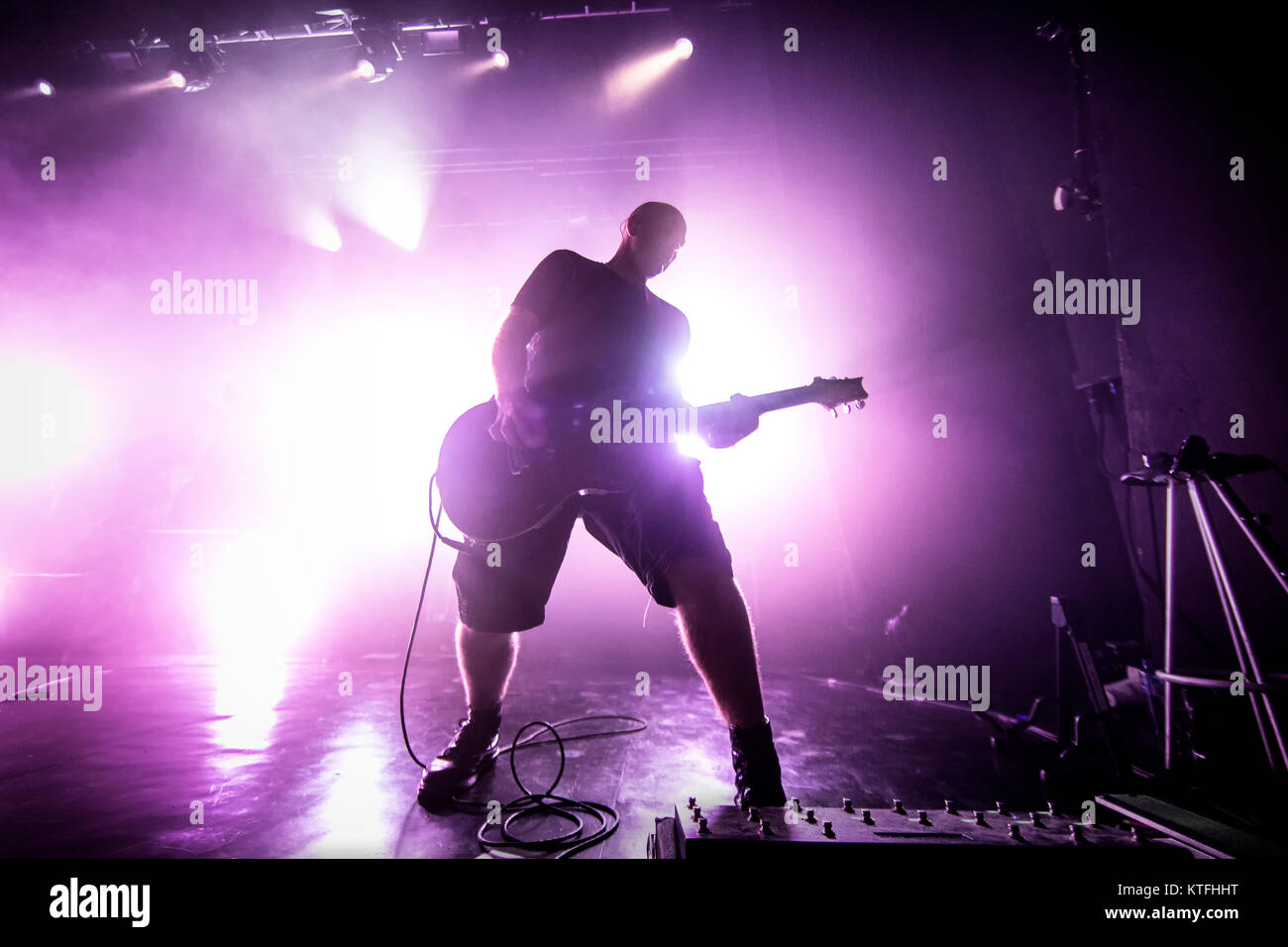 The alternative Norwegian rock band Seigmen (previously known as Klisne Seigmenn) performs a live concert at Sentrum Scene. Here guitarist Sverre Økshoff is seen live on stage. Norway, 30/09 2016. Stock Photo