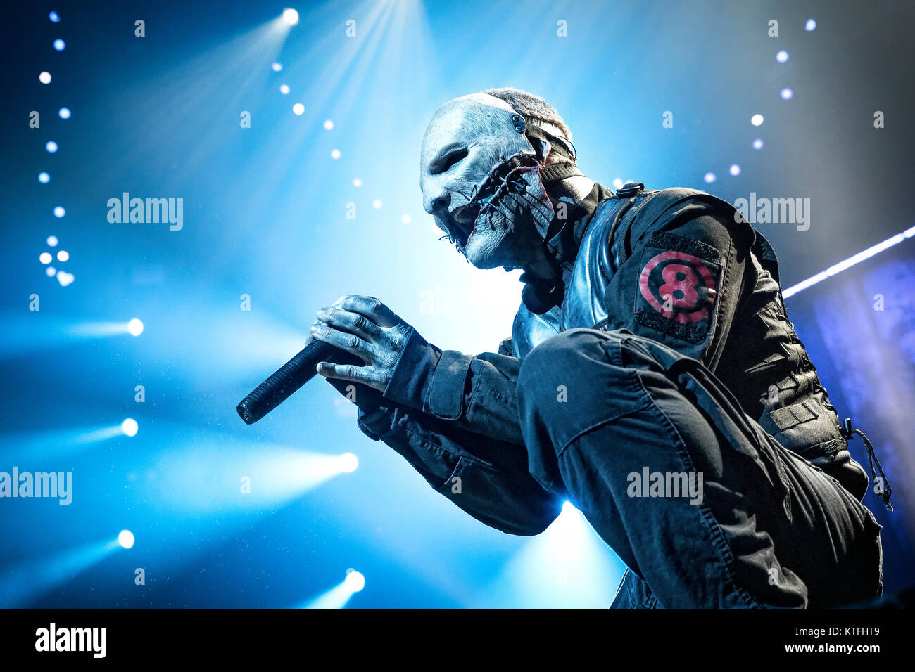 The American heavy metal band Slipknot performs a live concert at Oslo Spektrum. Here the band’s vocalist Corey Taylor is seen live on stage. Norway, 10/02 2015. Stock Photo