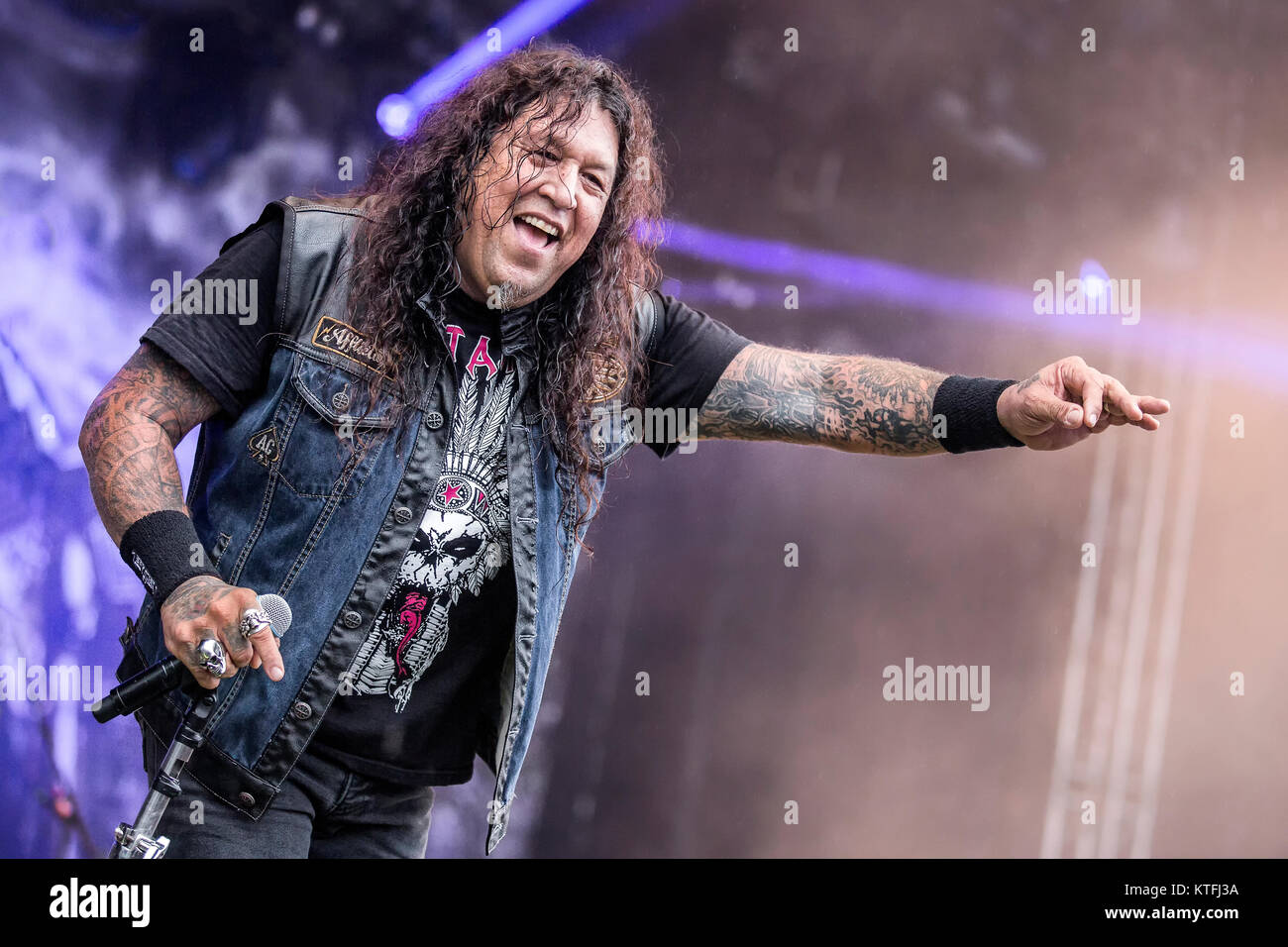 The American thrash metal band Testament performs a live concert at the