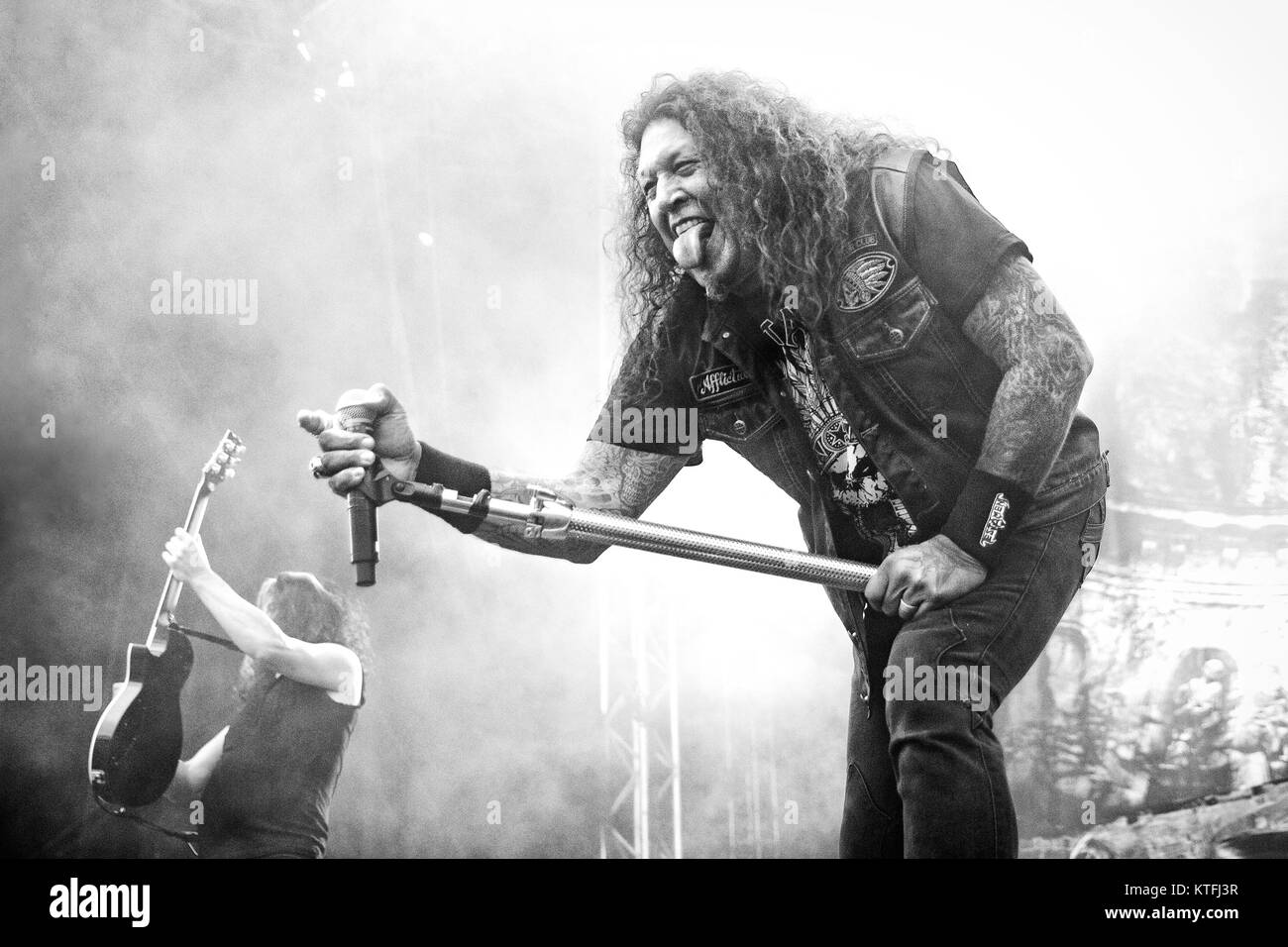 The American thrash metal band Testament performs a live concert at the