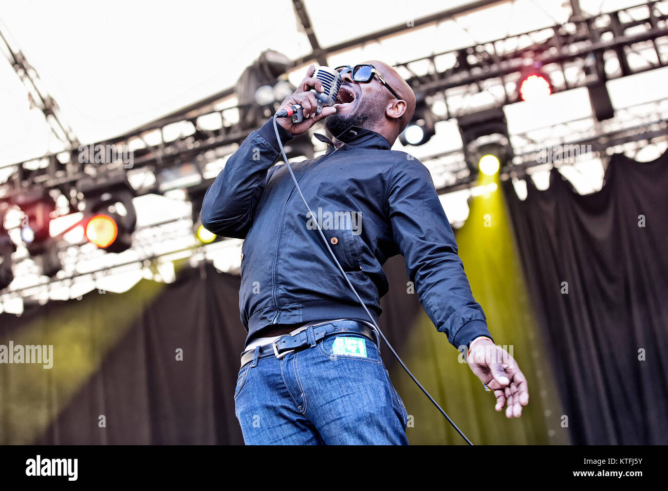 The British neo soul band The Heavy performs a live concert at the Norwegian music festival Hovefestivalen 2013. Here vocalist Kelvin Swaby is seen live on stage. Norway, 02/07 2013. Stock Photo