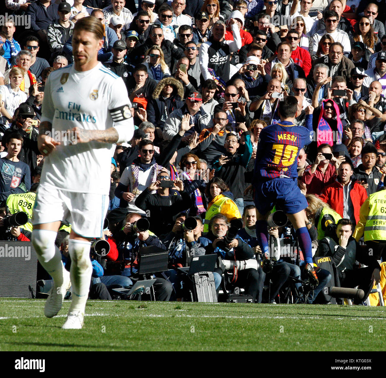 Soccer Players Leo Messi And Sergio Ramos During The Match La Liga Stock Photo Alamy