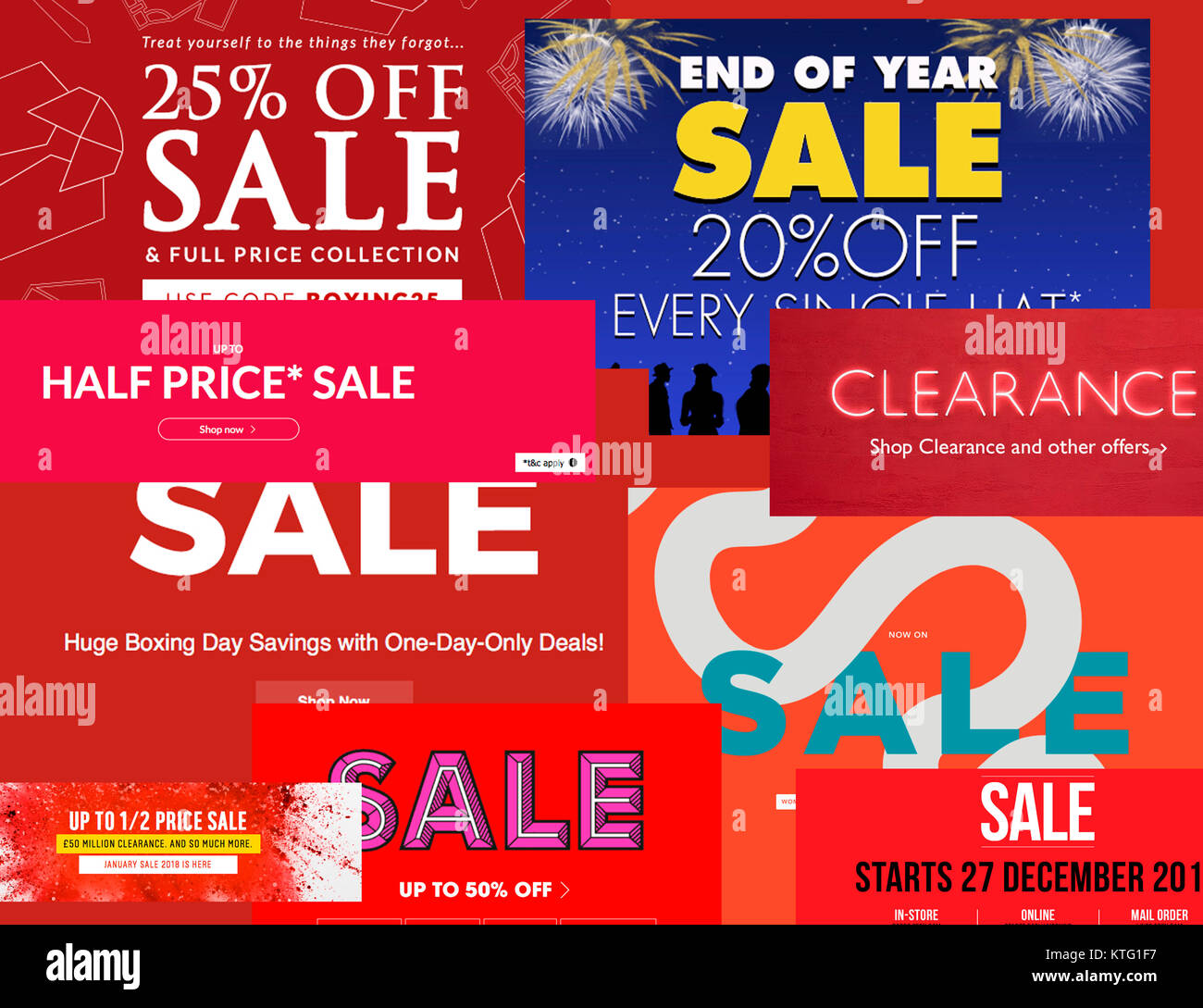 London, UK. 26 December, 2017. Retailer websites and targetted emails