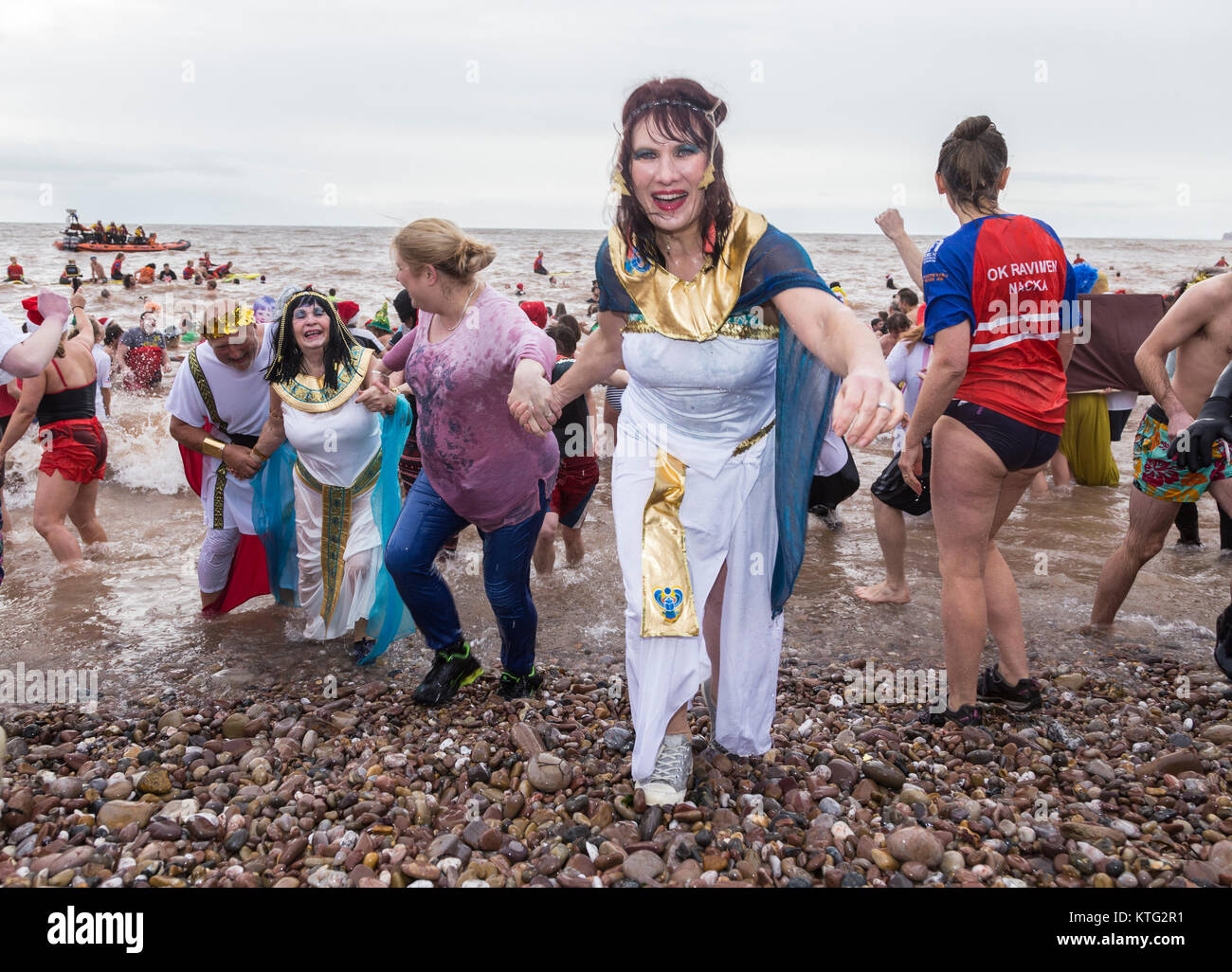 Sidmouth, Devon, UK. 26th Dec, 2017. Hundreds braved the freezing cold sea to join the annual Sidmouth, Devon, UK. 26th Dec, 2017. Hundreds braved the freezing cold sea to join the annual