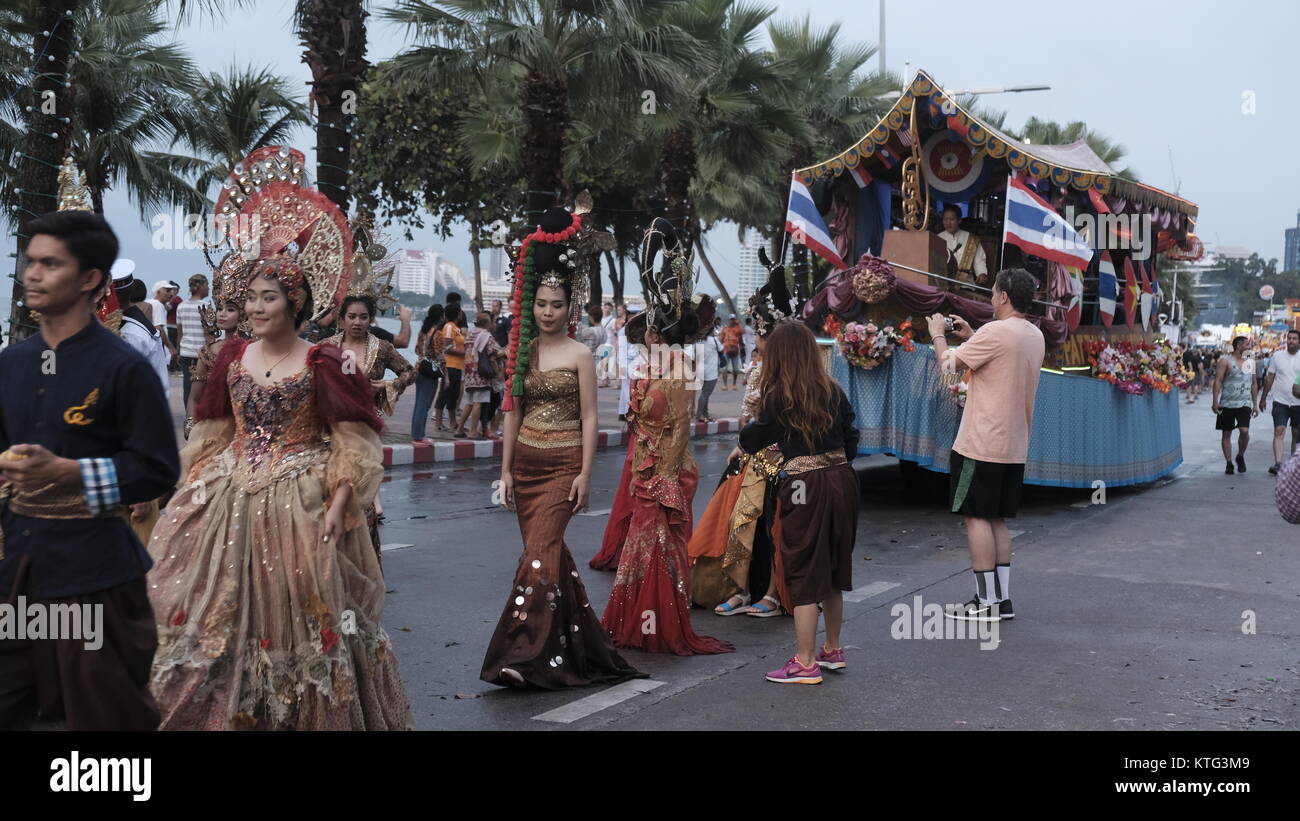 Asean Navy Parade 50th Anniversary International Fleet Week 2017 Pattaya Beach Thailand Swabbies Marching in the rain Inclement Weather Pass in Review Stock Photo